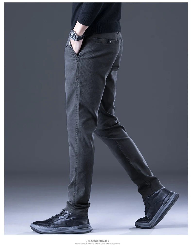 Men's Business Autumn Pants Fashion Casual Comfortable Slim Elastic Trousers Male Clothes Classic Grey Black Coffee - PratSN