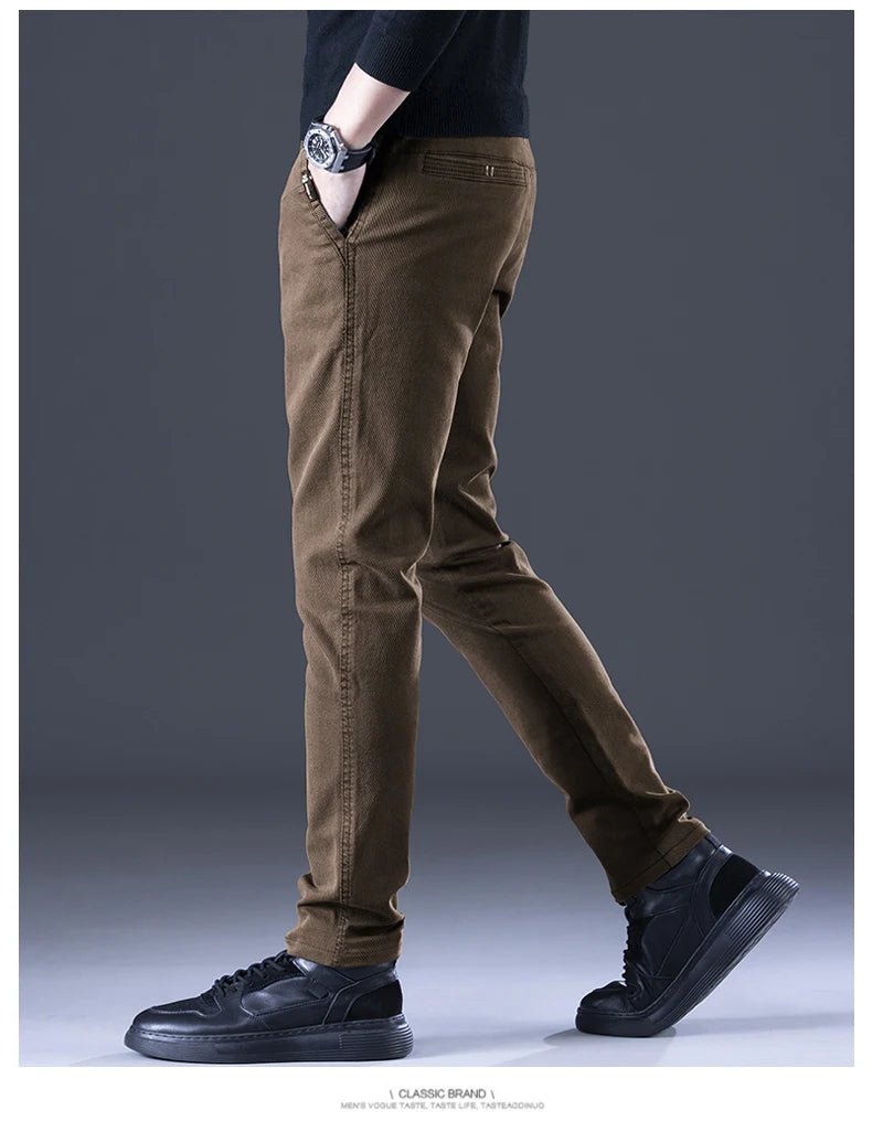 Men's Business Autumn Pants Fashion Casual Comfortable Slim Elastic Trousers Male Clothes Classic Grey Black Coffee - PratSN