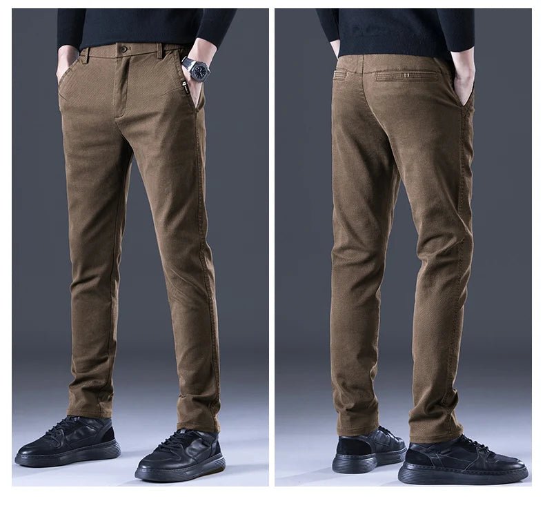 Men's Business Autumn Pants Fashion Casual Comfortable Slim Elastic Trousers Male Clothes Classic Grey Black Coffee - PratSN