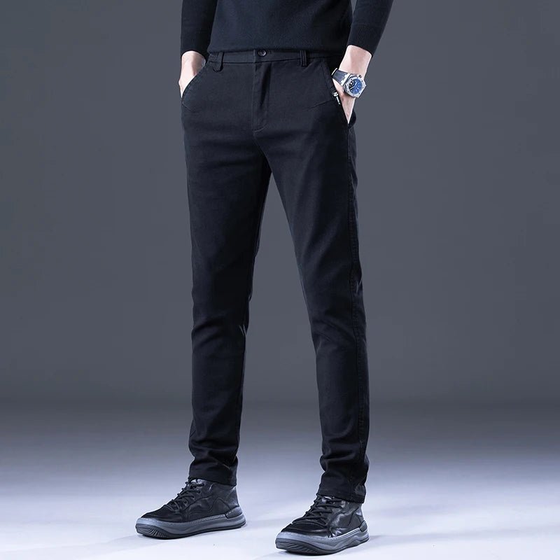 Men's Business Autumn Pants Fashion Casual Comfortable Slim Elastic Trousers Male Clothes Classic Grey Black Coffee - PratSN