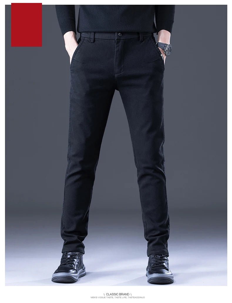 Men's Business Autumn Pants Fashion Casual Comfortable Slim Elastic Trousers Male Clothes Classic Grey Black Coffee - PratSN