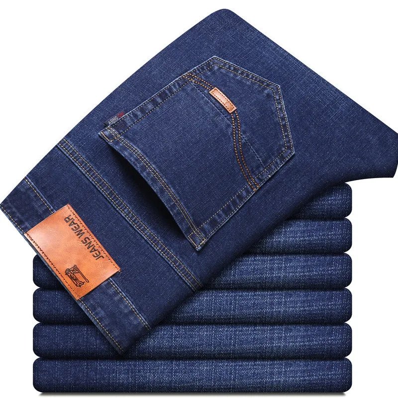 Men's Business Casual Work XL Plus Printed Pants Mid Pocket Solid Knitted Softener Colored Pattern Washed Logo Jeans - PratSN