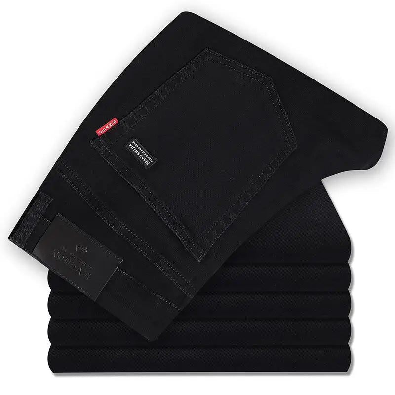 Men's Business Casual Work XL Plus Printed Pants Mid Pocket Solid Knitted Softener Colored Pattern Washed Logo Jeans - PratSN