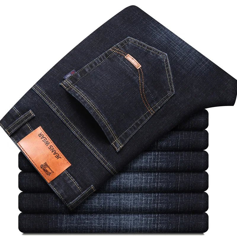 Men's Business Casual Work XL Plus Printed Pants Mid Pocket Solid Knitted Softener Colored Pattern Washed Logo Jeans - PratSN