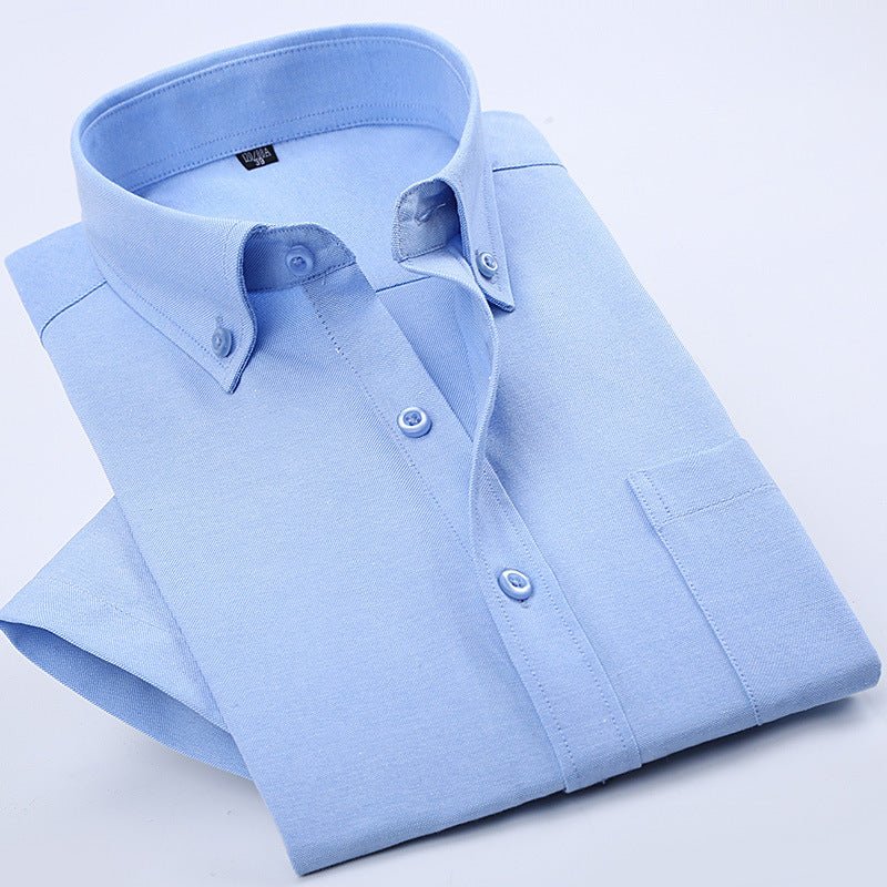 Men's Business Short - Sleeved Shirt Non - Iron Anti - Wrinkle Button Short - Sleeved Shirt - PratSN