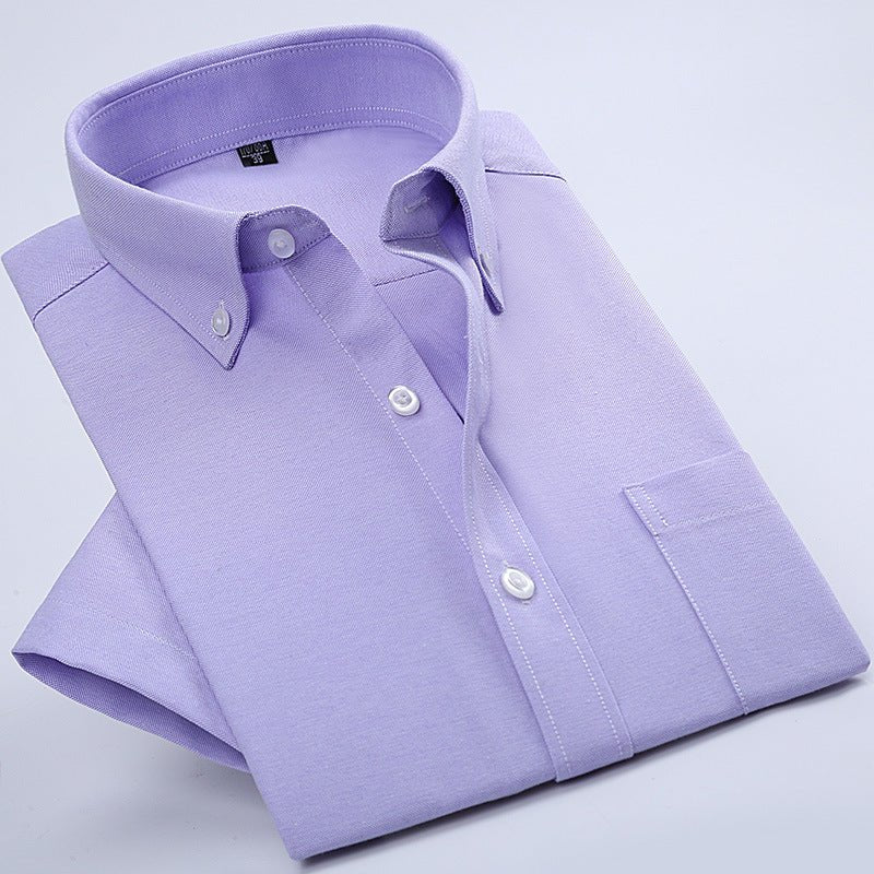 Men's Business Short - Sleeved Shirt Non - Iron Anti - Wrinkle Button Short - Sleeved Shirt - PratSN