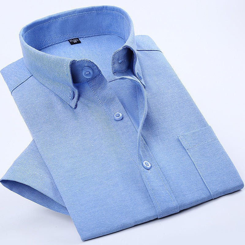 Men's Business Short - Sleeved Shirt Non - Iron Anti - Wrinkle Button Short - Sleeved Shirt - PratSN
