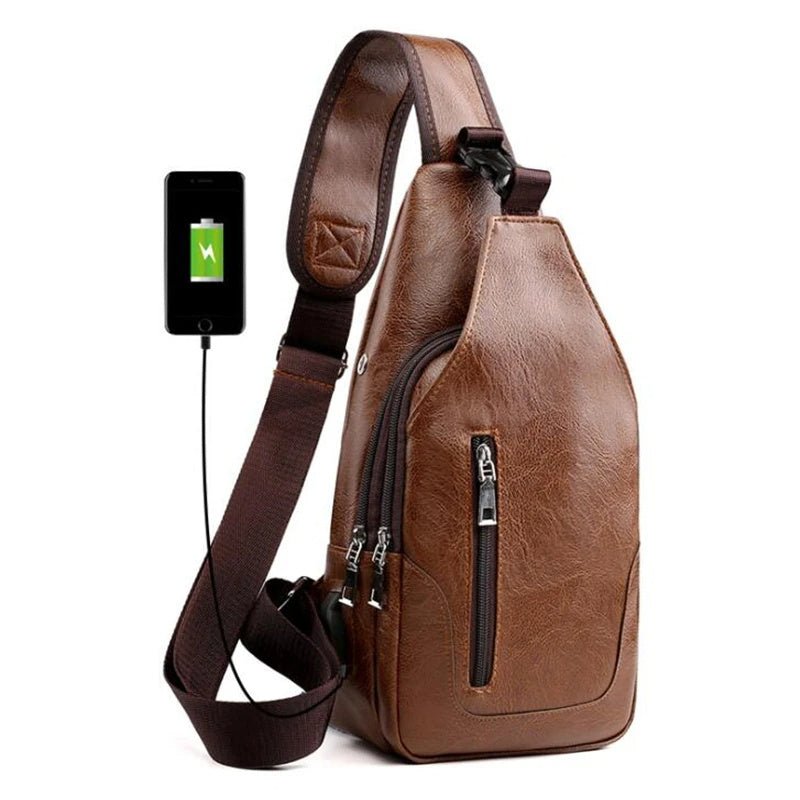 Men's Business Sling Bags Luxury Brand Bag Leather Chest Bag Crossbody Shoulder Bag - PratSN