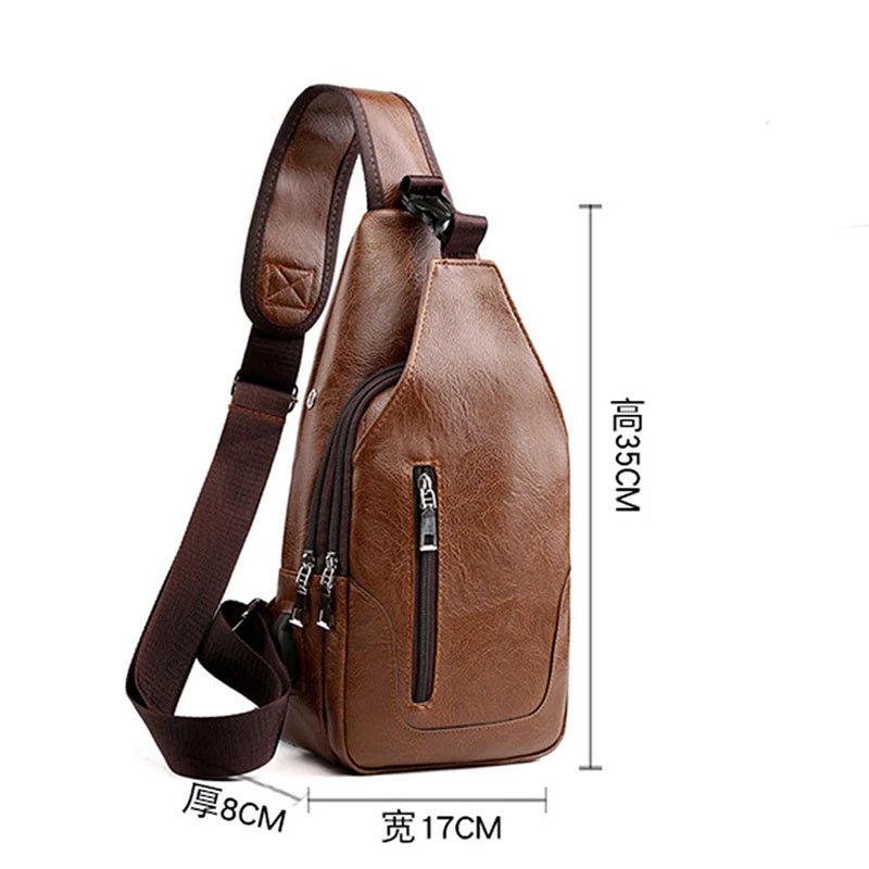 Men's Business Sling Bags Luxury Brand Bag Leather Chest Bag Crossbody Shoulder Bag - PratSN