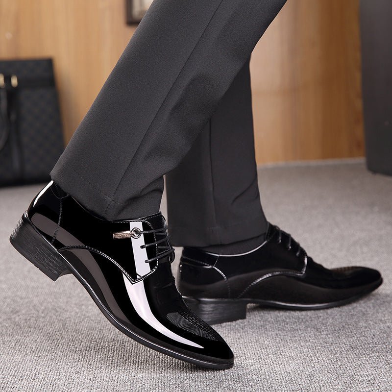 Men's Business Suits Black Patent Leather Shoes - PratSN