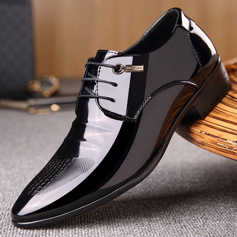 Men's Business Suits Black Patent Leather Shoes - PratSN