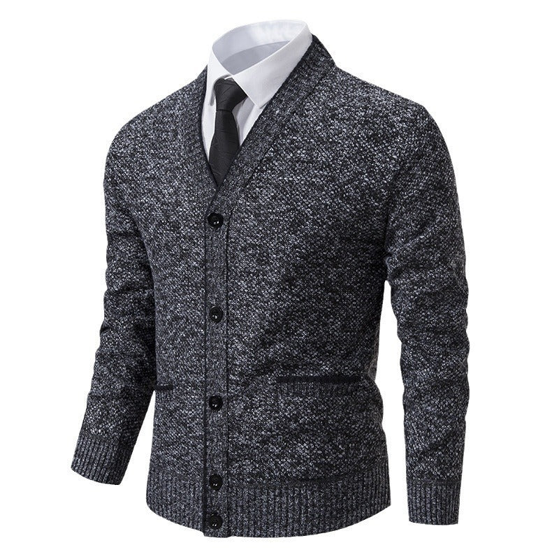 Men's Cardigan Coat Casual Fleece - lined Cardigan Long Sleeve Stand Collar Sweater - PratSN