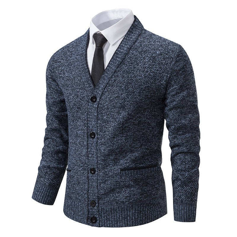 Men's Cardigan Coat Casual Fleece - lined Cardigan Long Sleeve Stand Collar Sweater - PratSN