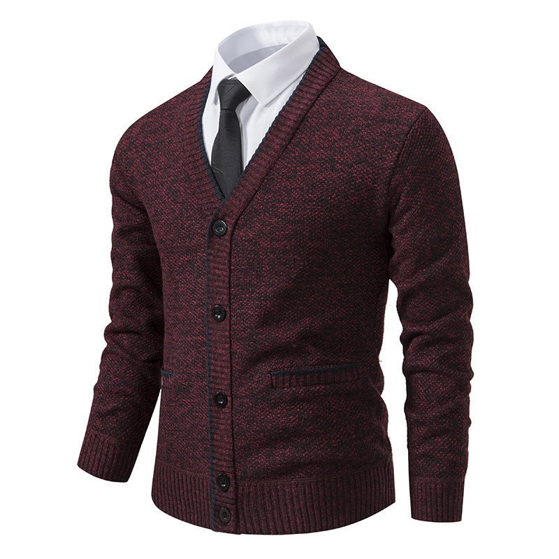 Men's Cardigan Coat Casual Fleece - lined Cardigan Long Sleeve Stand Collar Sweater - PratSN