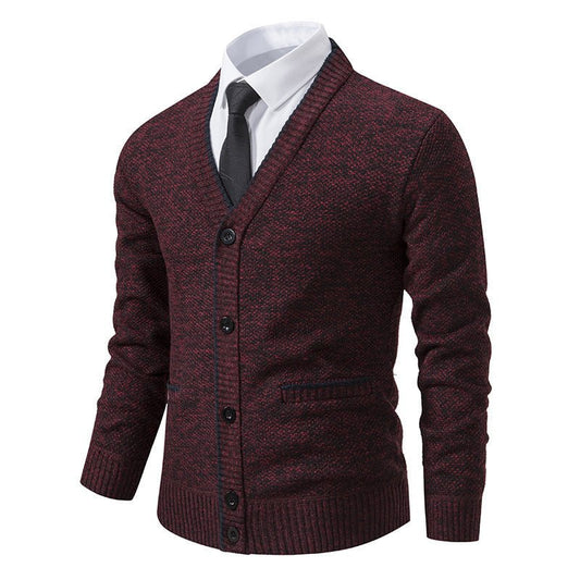 Men's Cardigan Coat Casual Fleece - lined Cardigan Long Sleeve Stand Collar Sweater - PratSN