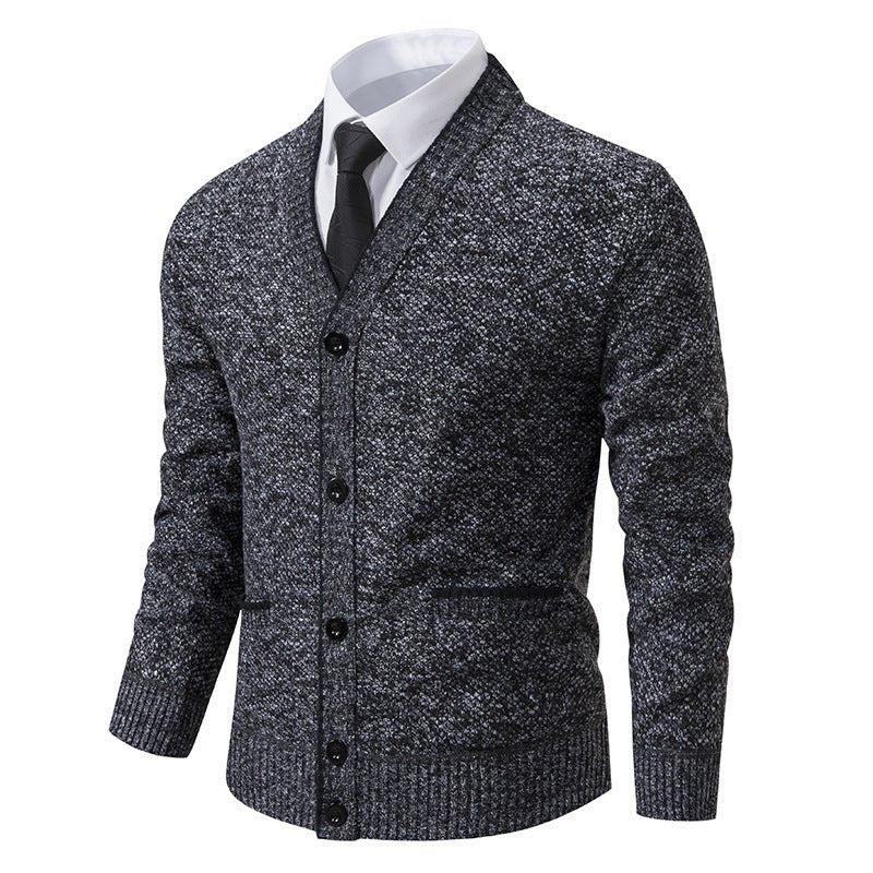 Men's Cardigan Coat Casual Fleece - lined Cardigan Long Sleeve Stand Collar Sweater - PratSN