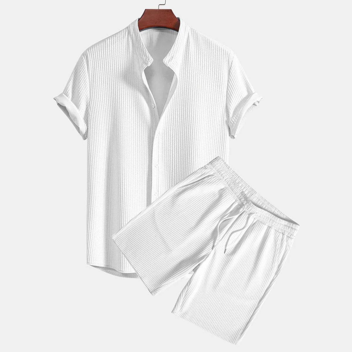 Men's Casual Loose Multi - color Beachwear Short Sleeve Shorts Two - piece Set - PratSN