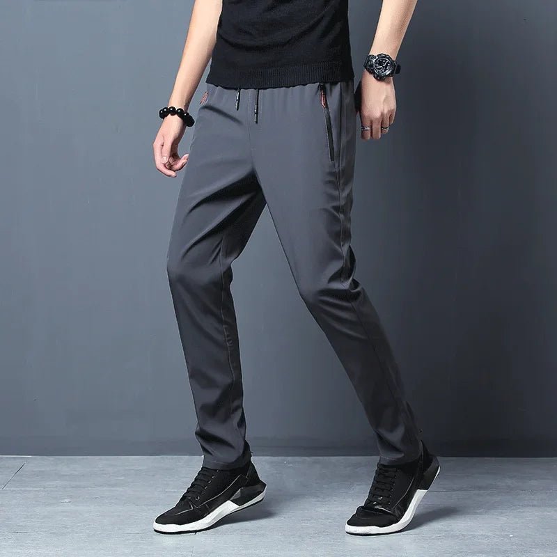 Men's Casual Pants Straight Slim Fit Elastic Waist Jogger Korean Classic Blue Black Gray Male Brand Trousers Plus Size - PratSN