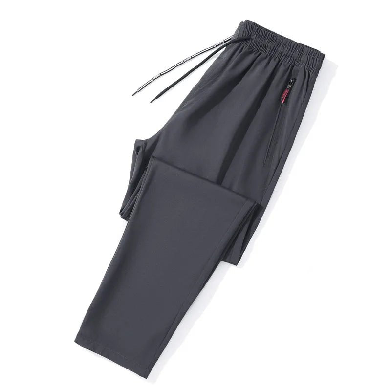 Men's Casual Pants Straight Slim Fit Elastic Waist Jogger Korean Classic Blue Black Gray Male Brand Trousers Plus Size - PratSN