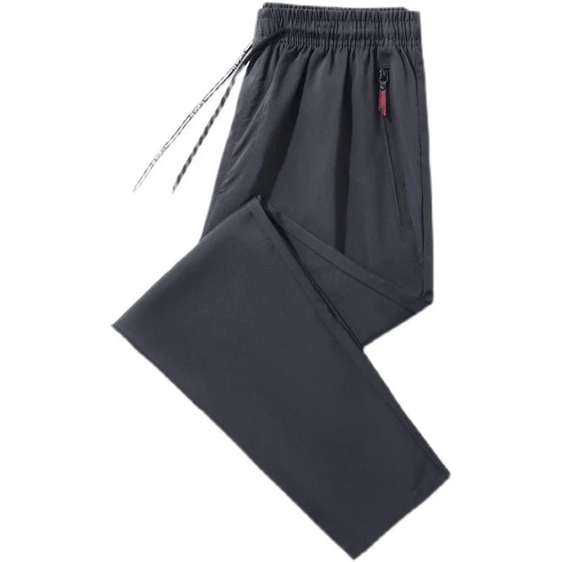 Men's Casual Pants Straight Slim Fit Elastic Waist Jogger Korean Classic Blue Black Gray Male Brand Trousers Plus Size - PratSN