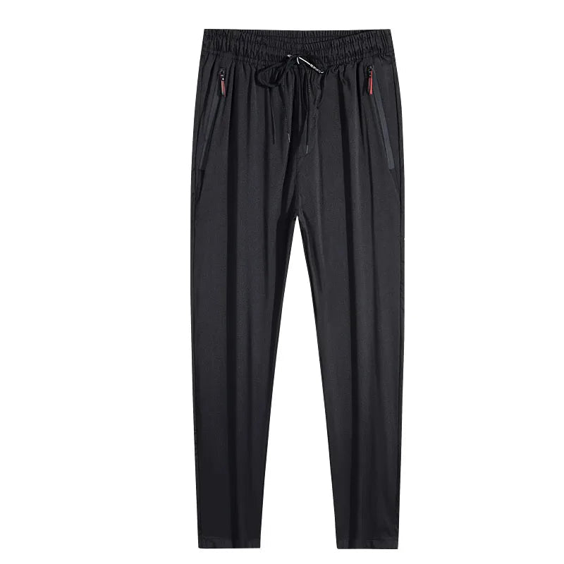 Men's Casual Pants Straight Slim Fit Elastic Waist Jogger Korean Classic Blue Black Gray Male Brand Trousers Plus Size - PratSN