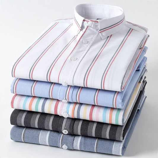 Men's Casual Shirt Striped Cotton Oxford Anti - wrinkle - PratSN