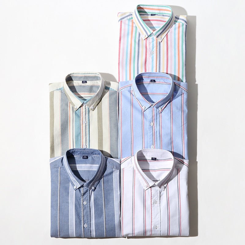Men's Casual Shirt Striped Cotton Oxford Anti - wrinkle - PratSN