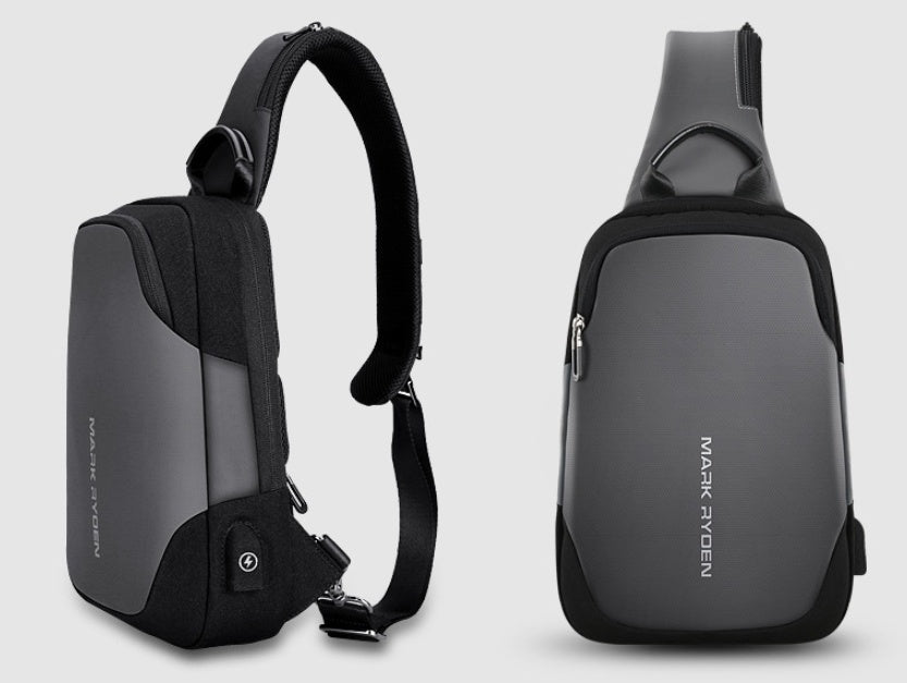 Men's chest bag Chest bag USB anti - theft - PratSN