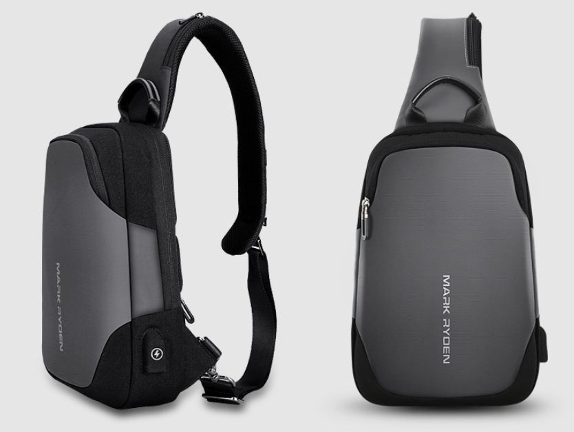 Men's chest bag Chest bag USB anti - theft - PratSN