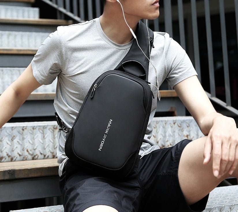 Men's chest bag Chest bag USB anti - theft - PratSN
