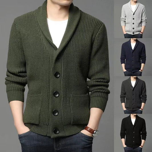 Men's Classic Lapel Cardigan Casual Sweater - PratSN