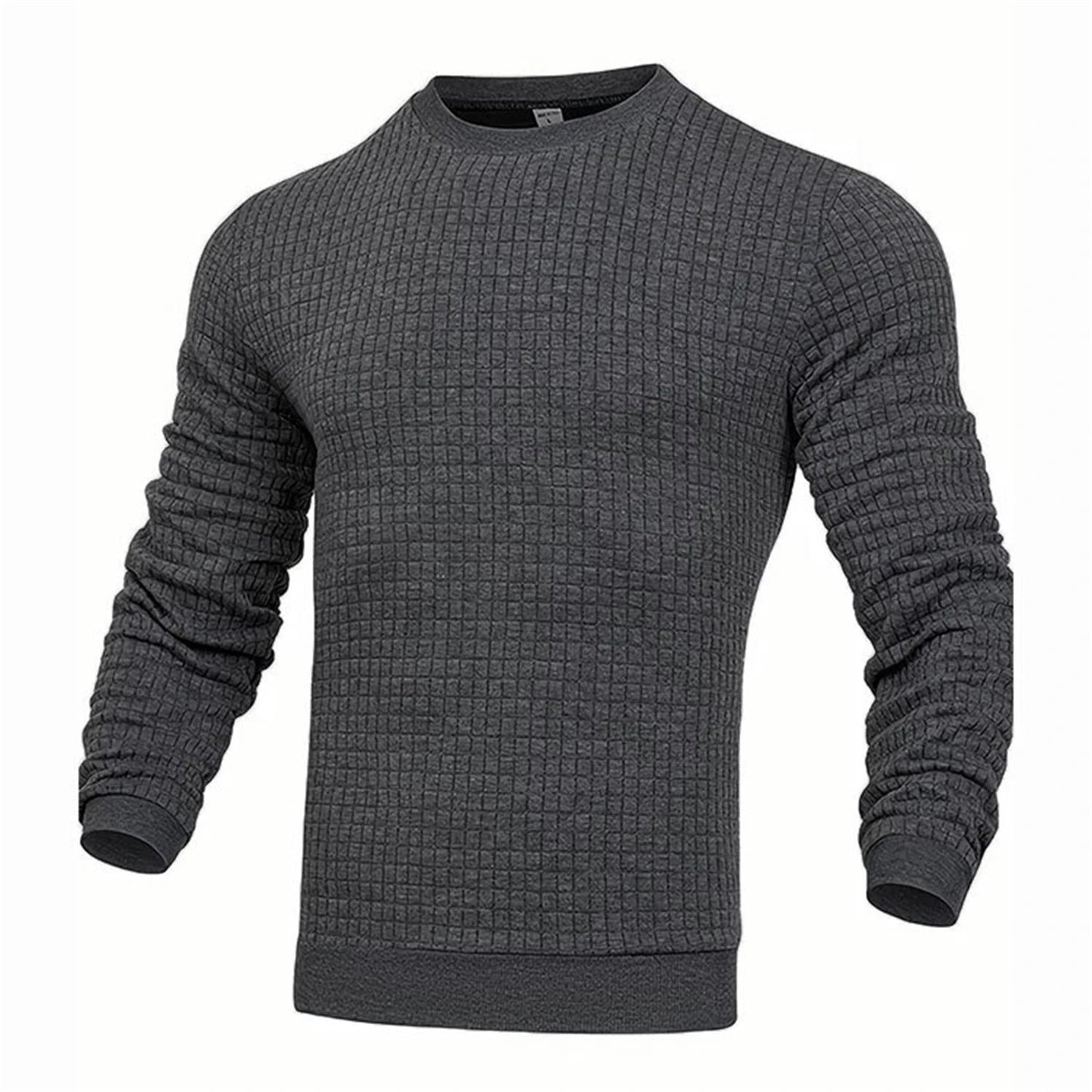 Men's coat fashion small check Waffle youth round neck jacquard check hoodie - PratSN