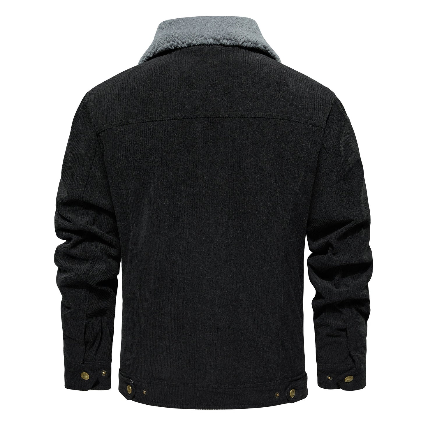 Men's Corduroy Jacket Winter Sherpa Lined Warm Thick Trucker Cargo Coat With 5 Pockets - PratSN