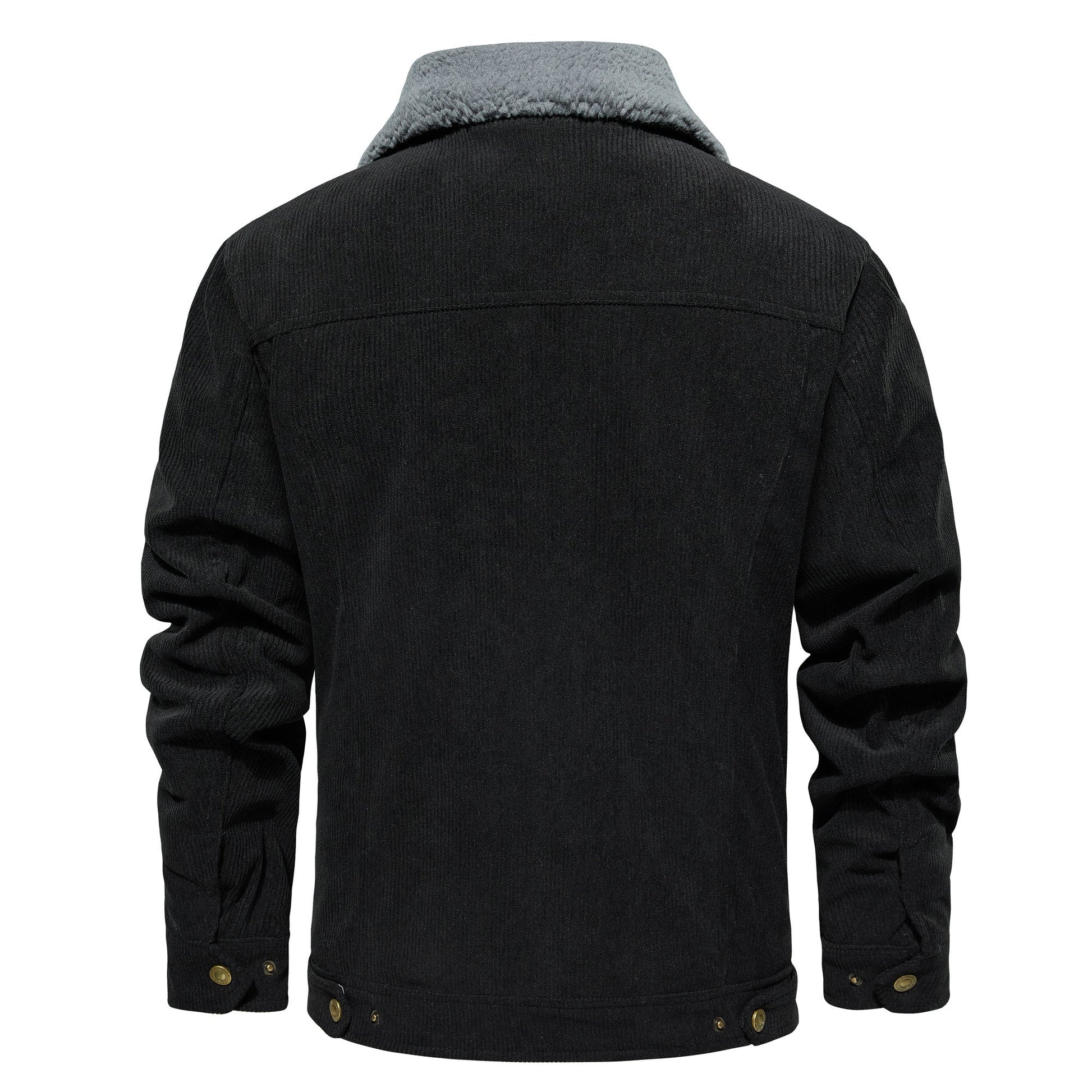 Men's Corduroy Jacket Winter Sherpa Lined Warm Thick Trucker Cargo Coat With 5 Pockets - PratSN
