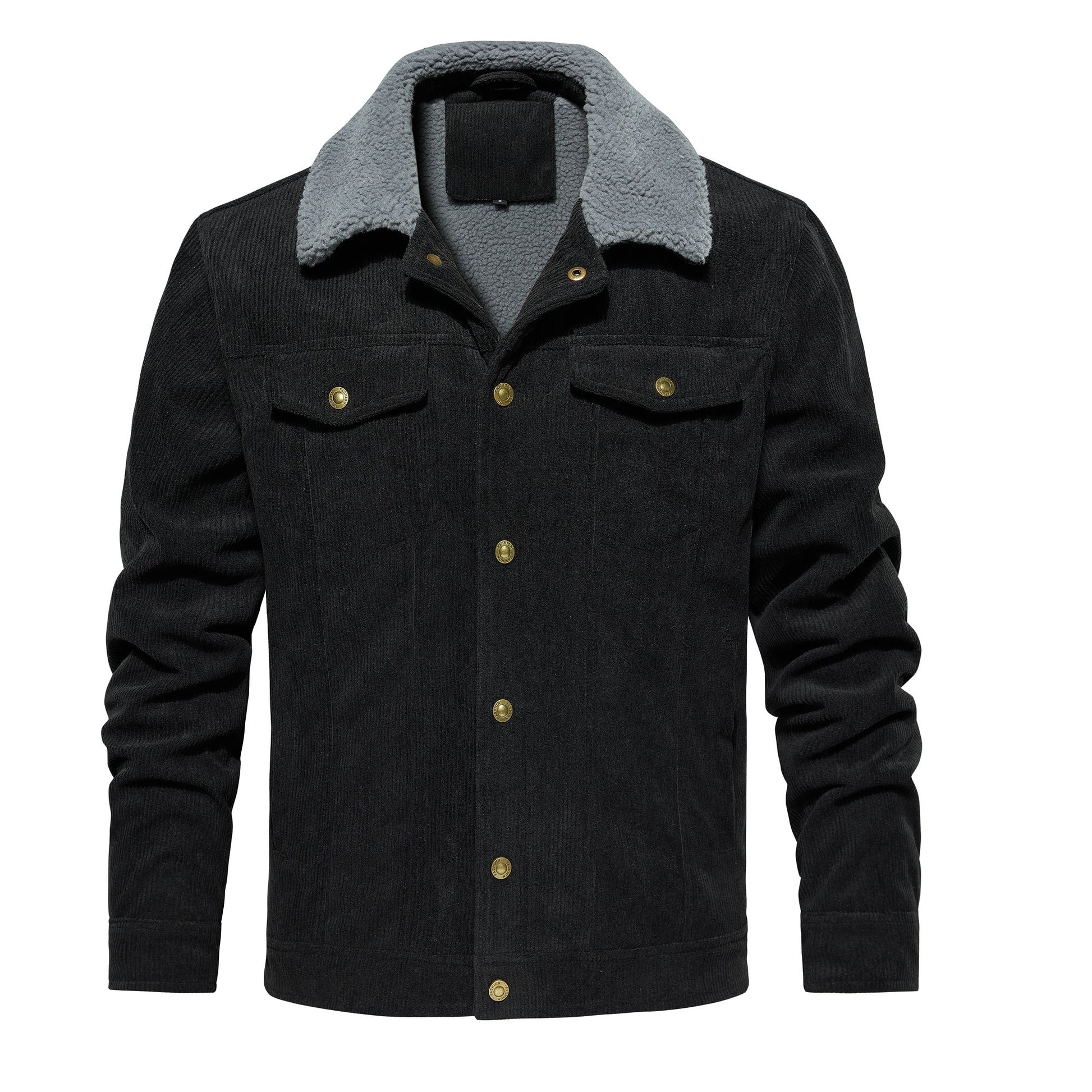 Men's Corduroy Jacket Winter Sherpa Lined Warm Thick Trucker Cargo Coat With 5 Pockets - PratSN