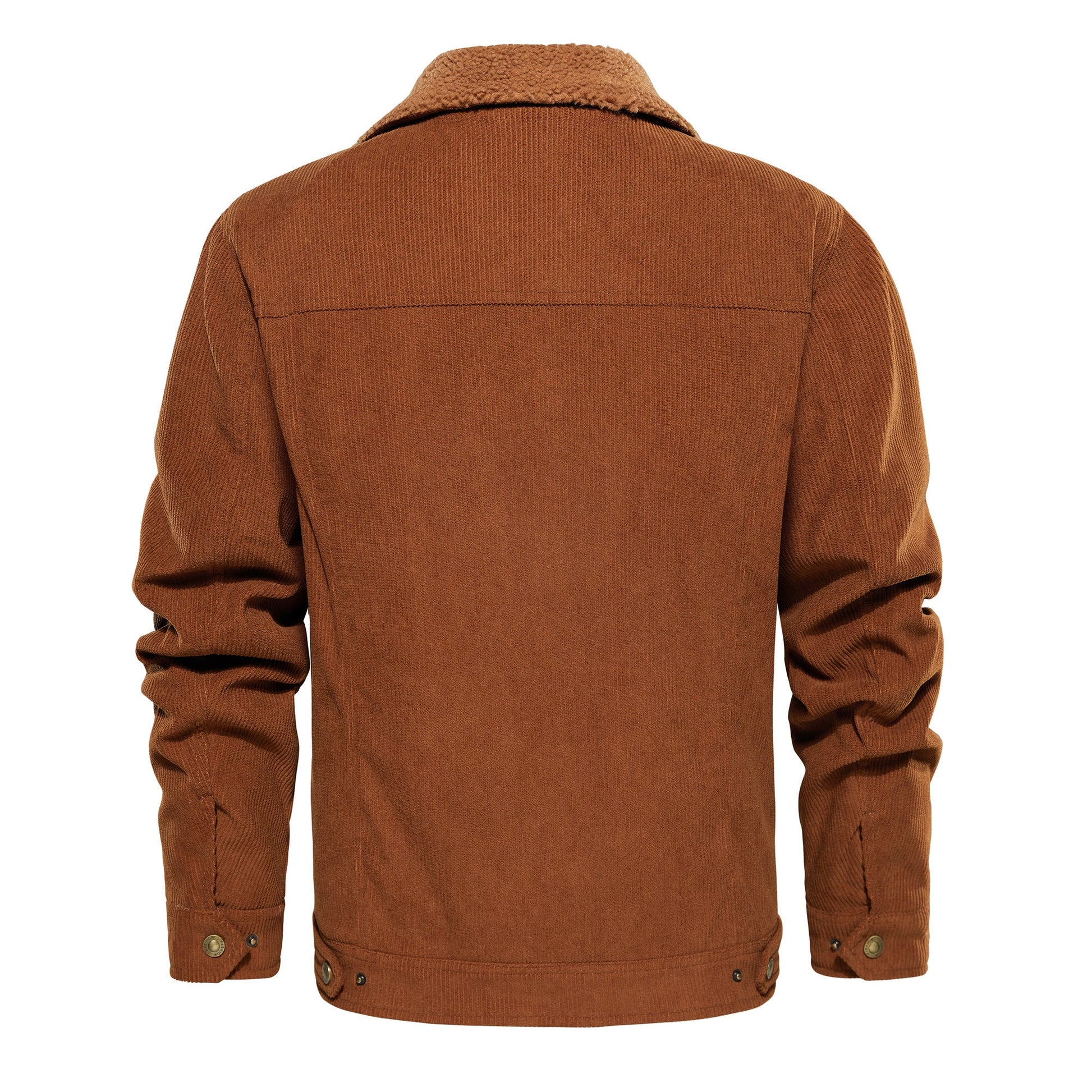 Men's Corduroy Jacket Winter Sherpa Lined Warm Thick Trucker Cargo Coat With 5 Pockets - PratSN