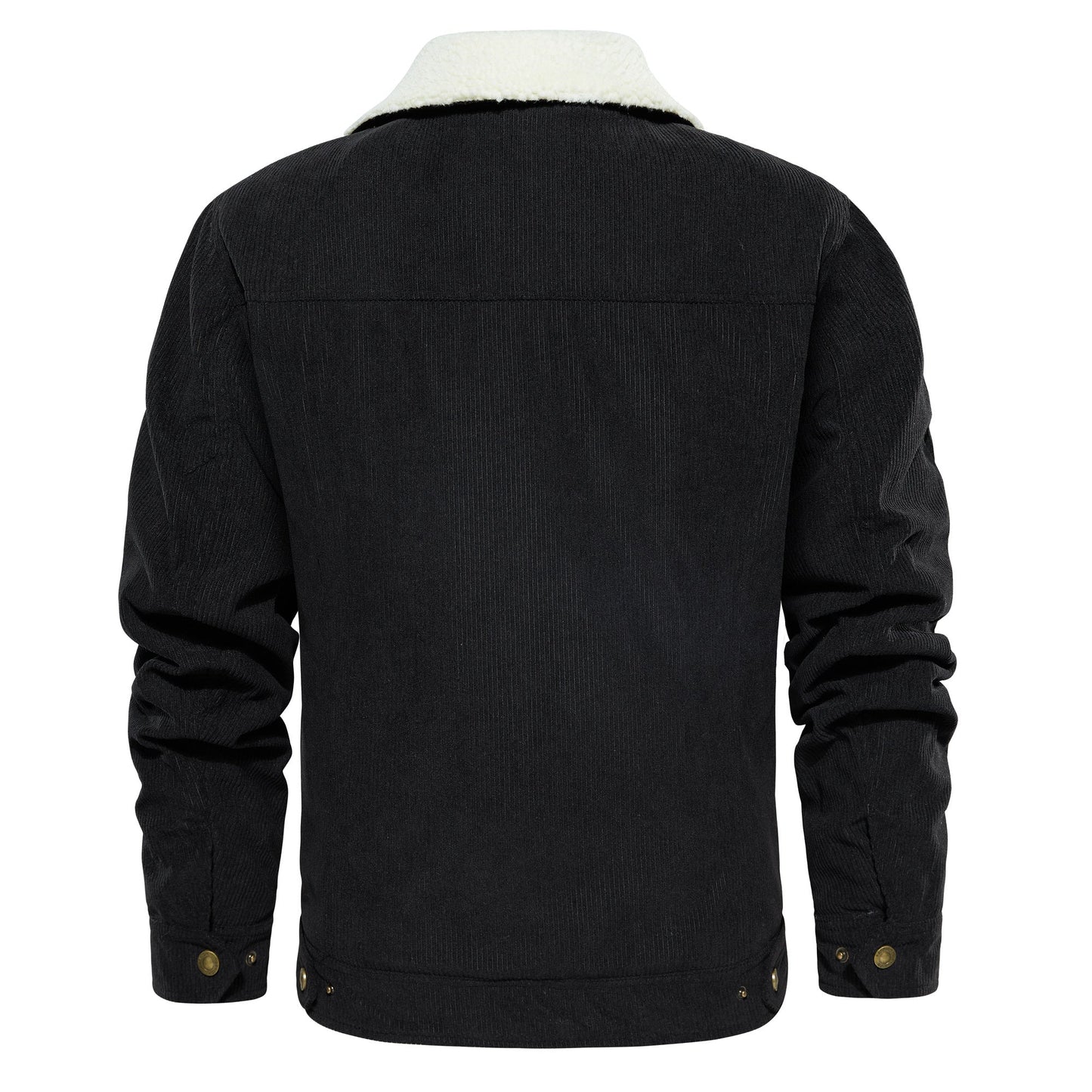 Men's Corduroy Jacket Winter Sherpa Lined Warm Thick Trucker Cargo Coat With 5 Pockets - PratSN