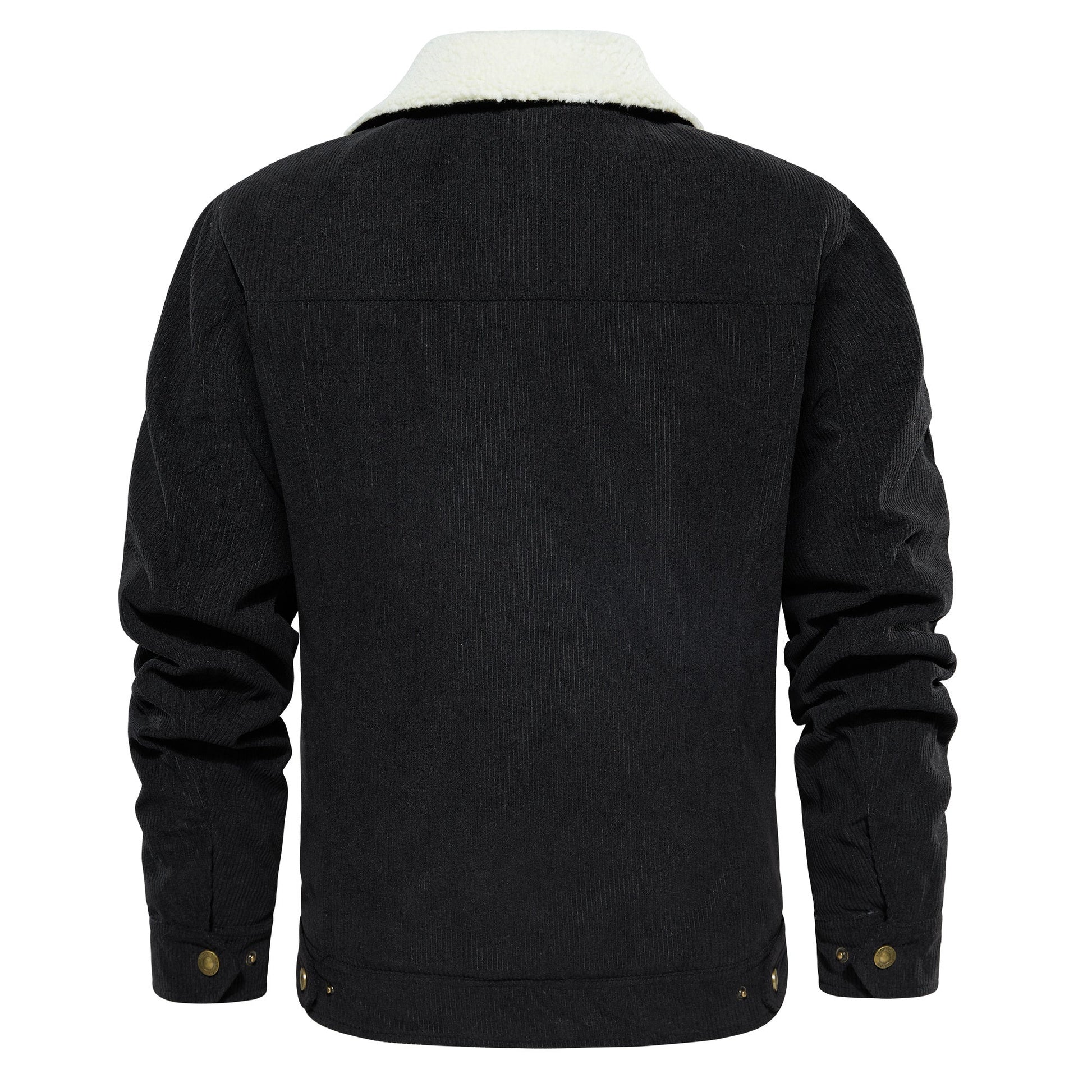 Men's Corduroy Jacket Winter Sherpa Lined Warm Thick Trucker Cargo Coat With 5 Pockets - PratSN