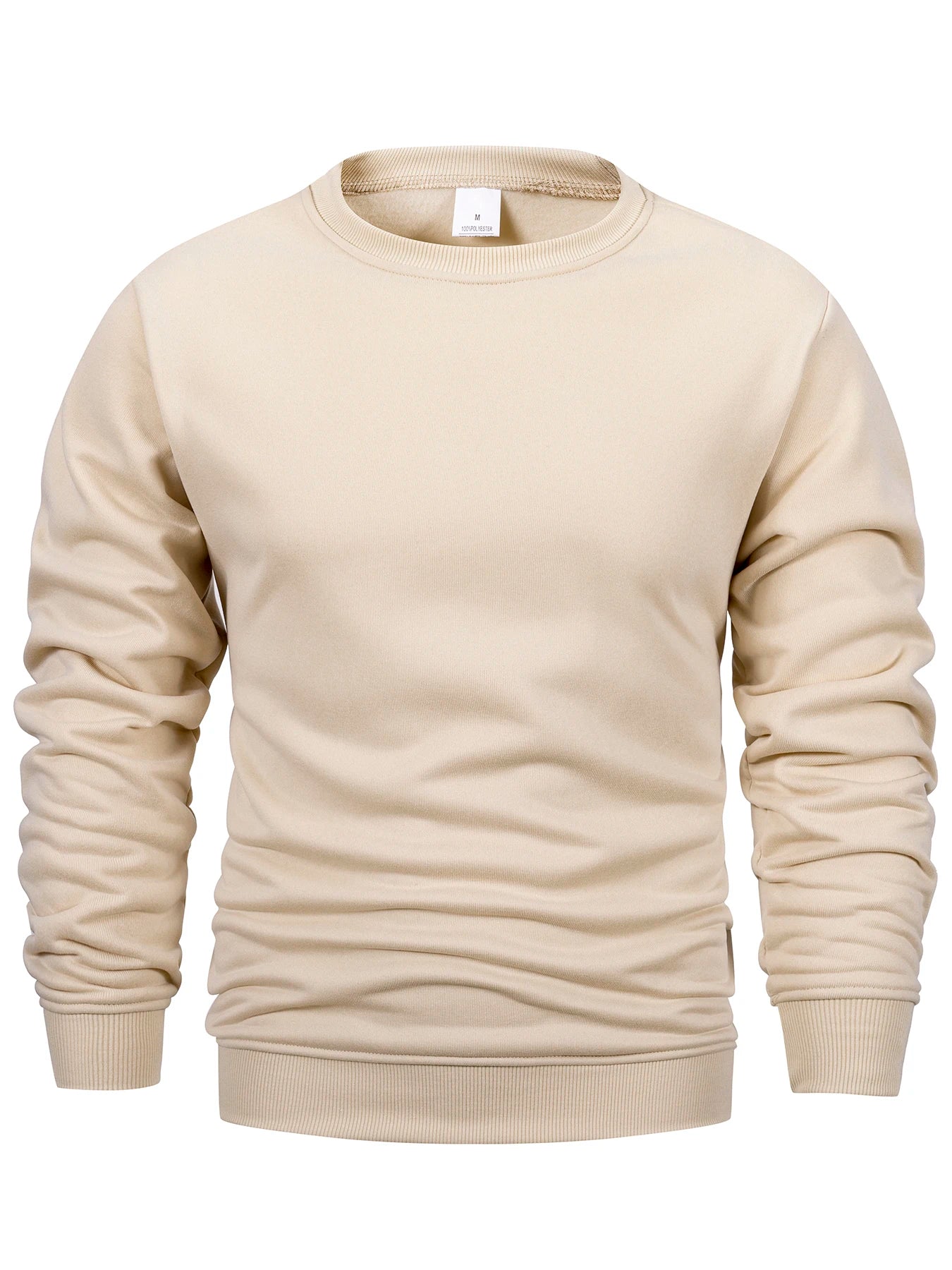 Men's Crew Neck Sweatshirts Solid Color Sweatwear Spring Outdoor Casual Daily Long Sleeve Pullover Hoodie Man Sportswear - PratSN