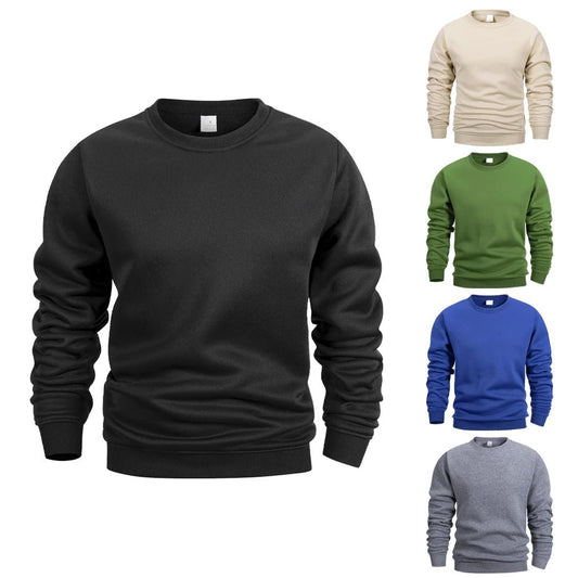 Men's Crew Neck Sweatshirts Solid Color Sweatwear Spring Outdoor Casual Daily Long Sleeve Pullover Hoodie Man Sportswear - PratSN