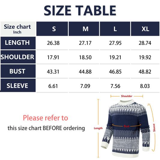 Men's Crewneck Pullover Sweater Unisex Fair Isle Long Sleeve Knitted Sweater - PratSN