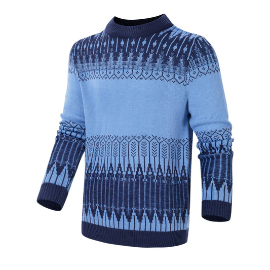 Men's Crewneck Pullover Sweater Unisex Fair Isle Long Sleeve Knitted Sweater - PratSN