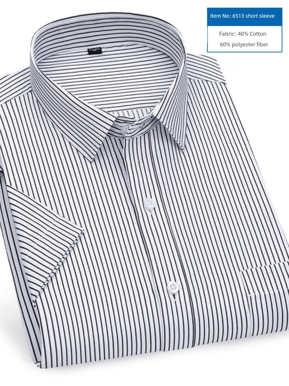 Men's Dark Blue Stripes Shirt Men's Short - Sleeved Business Casual Business Attire Half - Sleeved Shirt - PratSN