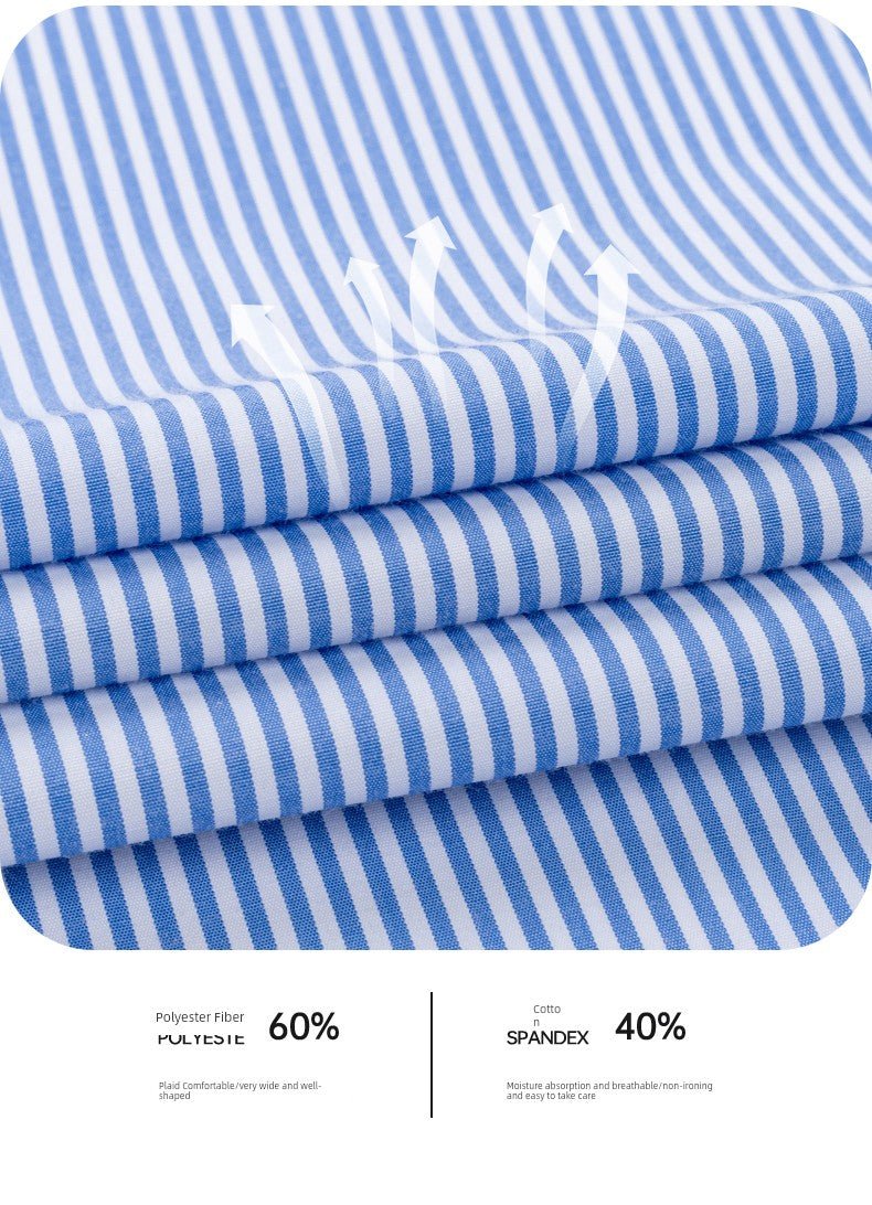 Men's Dark Blue Stripes Shirt Men's Short - Sleeved Business Casual Business Attire Half - Sleeved Shirt - PratSN