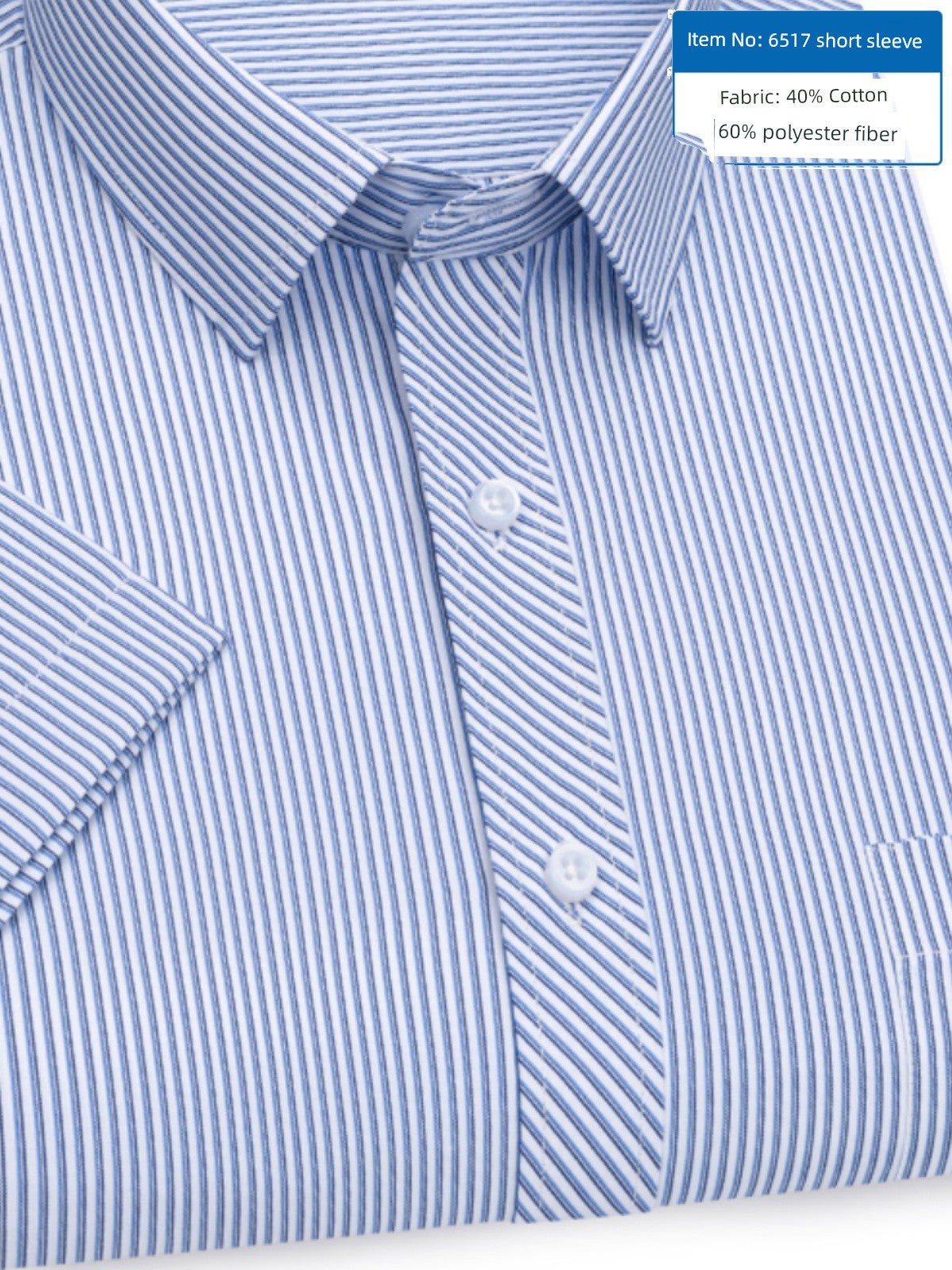 Men's Dark Blue Stripes Shirt Men's Short - Sleeved Business Casual Business Attire Half - Sleeved Shirt - PratSN