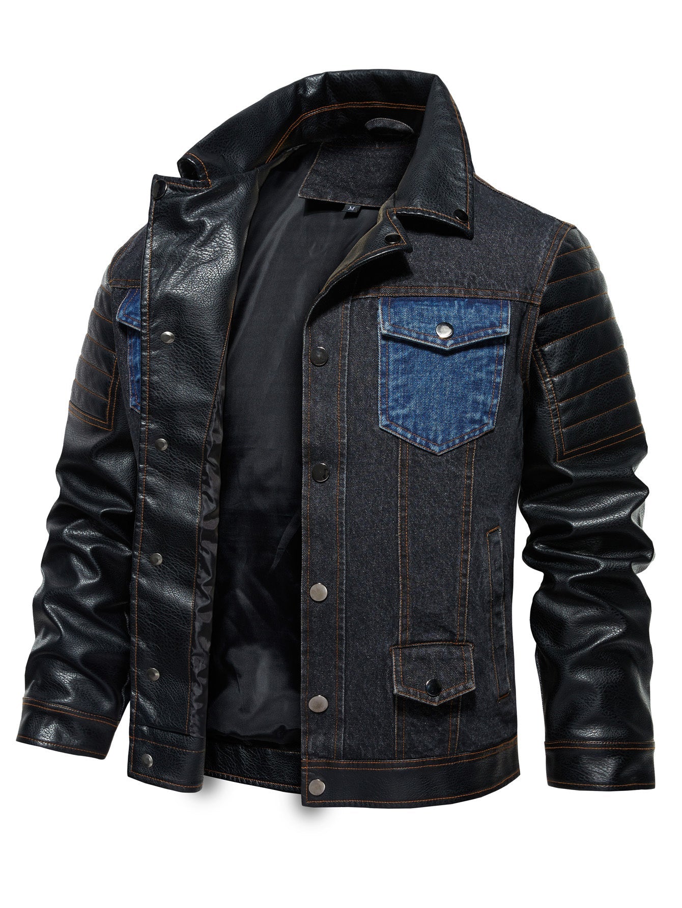 Men's Denim Jacket - Patchwork Trendy Style, Autumn Outerwear - PratSN