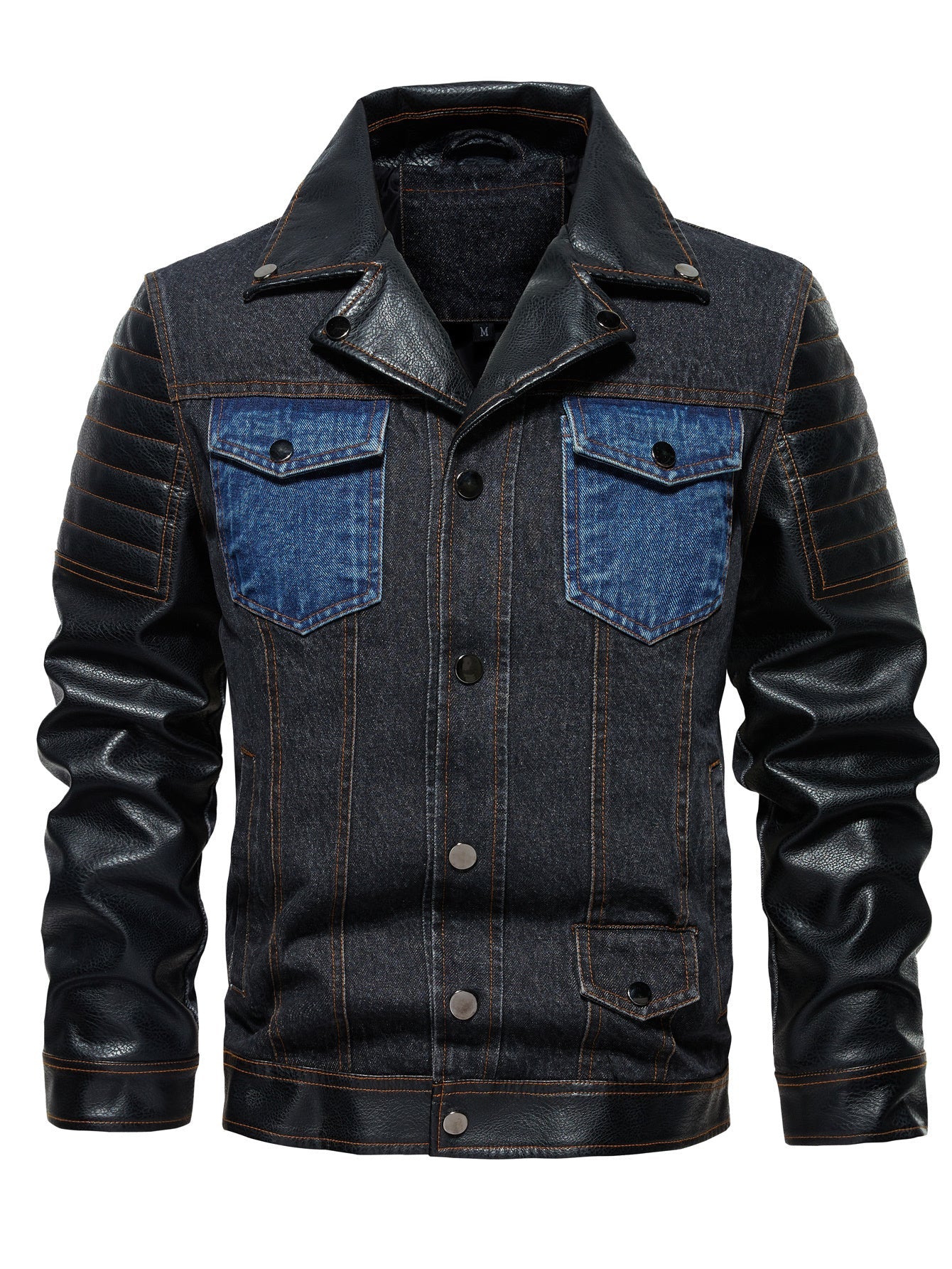 Men's Denim Jacket - Patchwork Trendy Style, Autumn Outerwear - PratSN