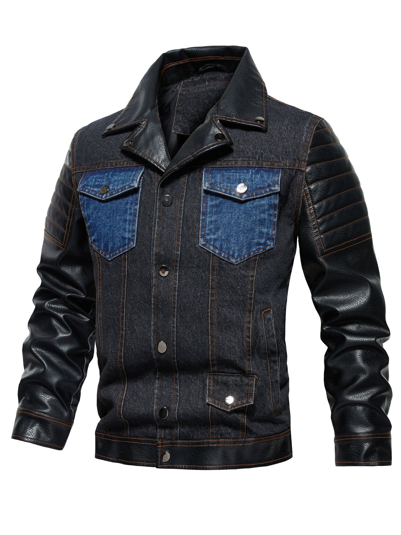 Men's Denim Jacket - Patchwork Trendy Style, Autumn Outerwear - PratSN
