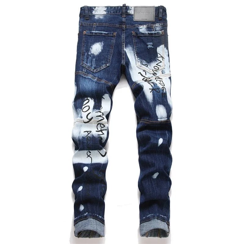 Men's Denim Jeans Casual Washed Knitted Winter Streetwear Ripped Holey Stonewashed Straight for Autumn/Summer - PratSN