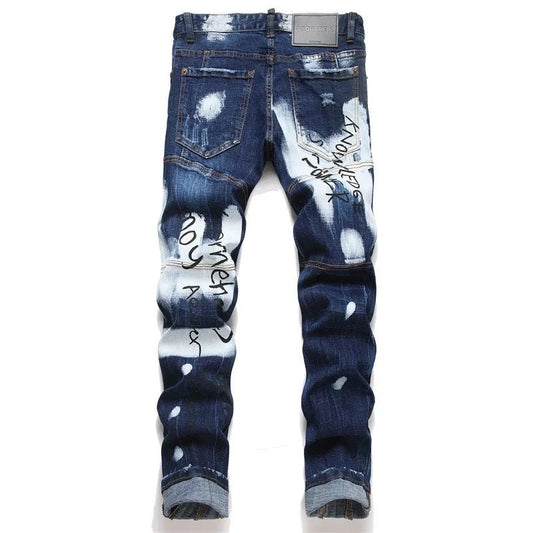 Men's Denim Jeans Casual Washed Knitted Winter Streetwear Ripped Holey Stonewashed Straight for Autumn/Summer - PratSN